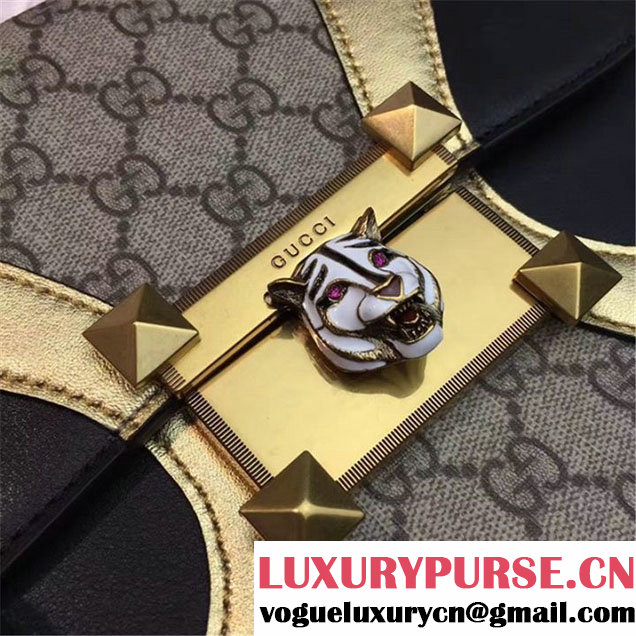 Gucci Iside Top Handle 25cm Bag GG Supreme Calfskin Leather Snakeskin Pre-Fall 2017 Bag Collection Black