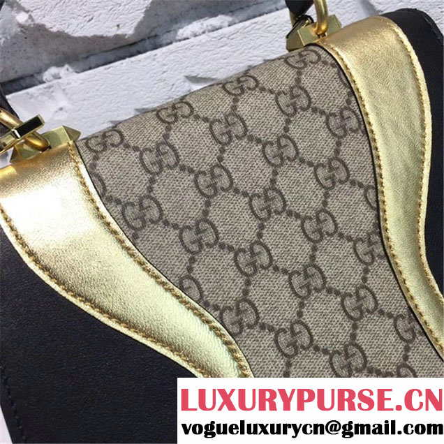 Gucci Iside Top Handle 25cm Bag GG Supreme Calfskin Leather Snakeskin Pre-Fall 2017 Bag Collection Black