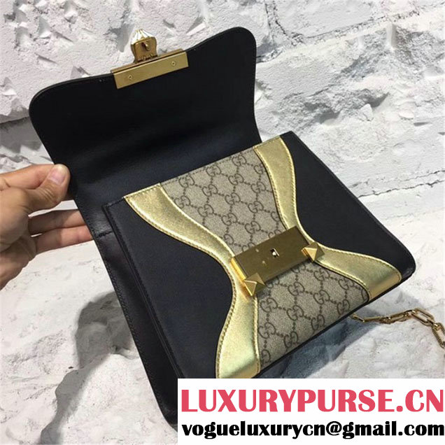 Gucci Iside Top Handle 25cm Bag GG Supreme Calfskin Leather Snakeskin Pre-Fall 2017 Bag Collection Black