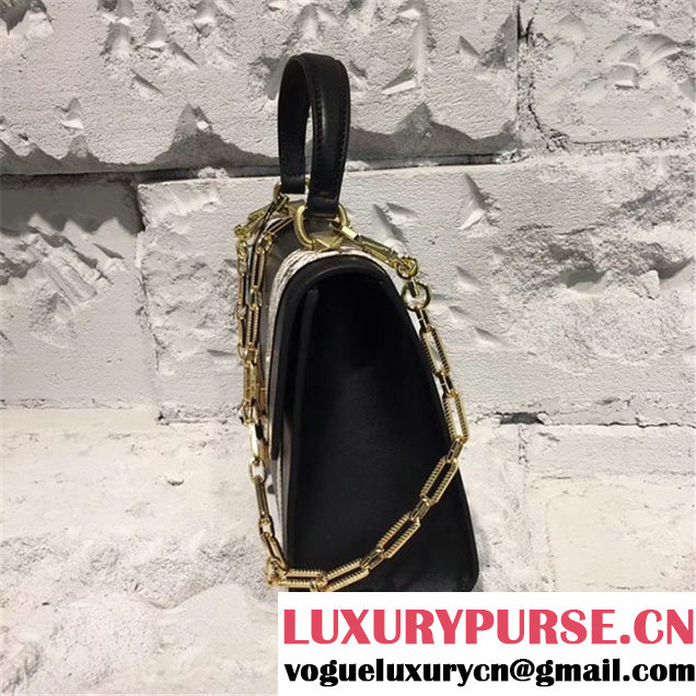 Gucci Iside Top Handle 25cm Bag Calfskin Leather Snakeskin Pre-Fall 2017 Bag Collection Black
