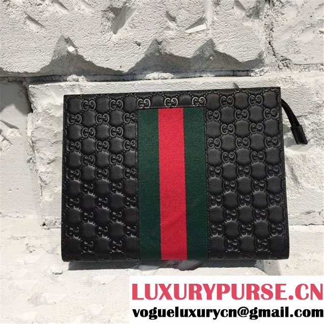 Gucci Guccissima Clutch Calfskin Leather Pre-Fall 2017 Bag Collection Black