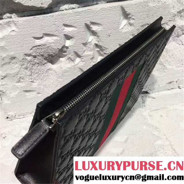 Gucci Guccissima Clutch Calfskin Leather Pre-Fall 2017 Bag Collection Black
