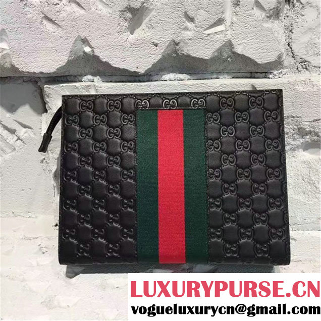 Gucci Guccissima Clutch Calfskin Leather Pre-Fall 2017 Bag Collection Black