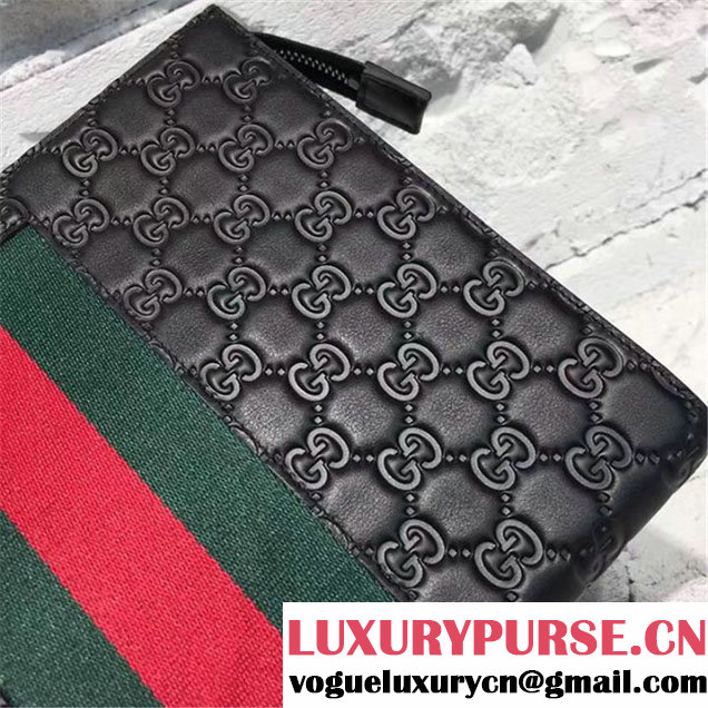 Gucci Guccissima Clutch Calfskin Leather Pre-Fall 2017 Bag Collection Black