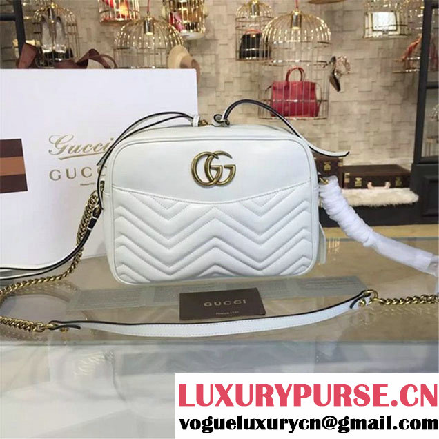 Gucci GG Marmont Matelassé Large Shoulder 27cm Bag Fall Winter 2016 Collection White