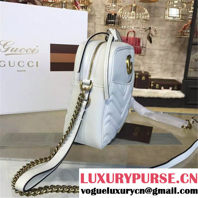 Gucci GG Marmont Matelassé Large Shoulder 27cm Bag Fall Winter 2016 Collection White