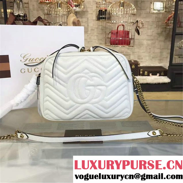 Gucci GG Marmont Matelassé Large Shoulder 27cm Bag Fall Winter 2016 Collection White