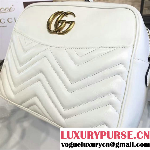 Gucci GG Marmont Matelassé Large Shoulder 27cm Bag Fall Winter 2016 Collection White