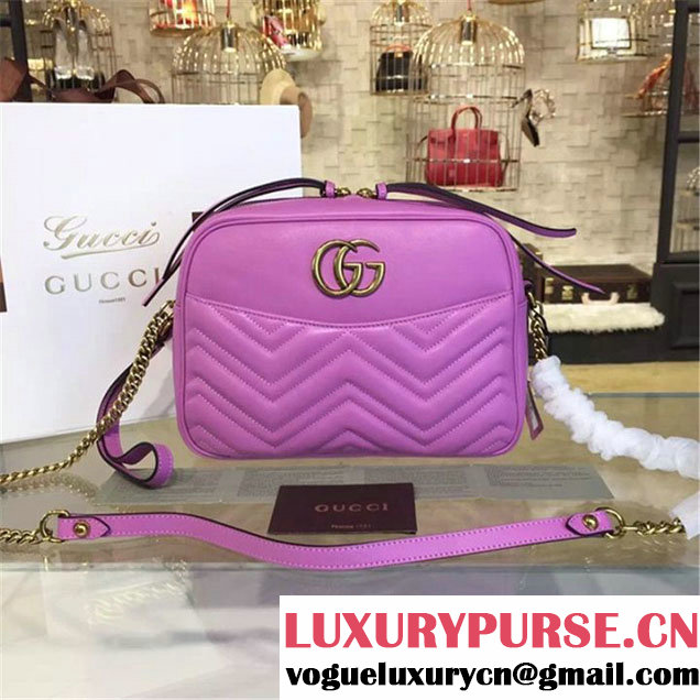 Gucci GG Marmont Matelassé Large Shoulder 27cm Bag Fall Winter 2016 Collection Pink