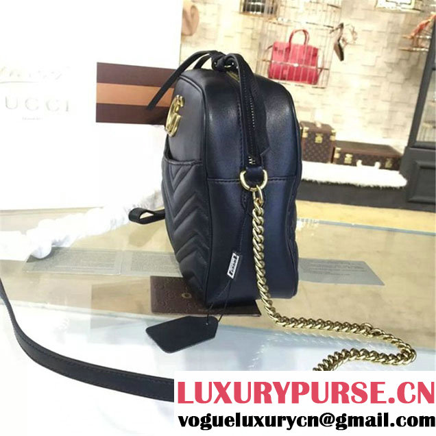 Gucci GG Marmont Matelassé Large Shoulder 27cm Bag Fall Winter 2016 Collection Black