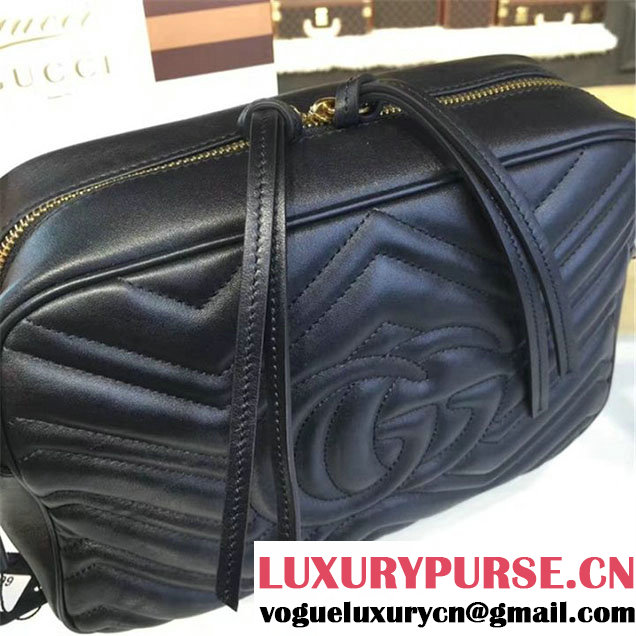 Gucci GG Marmont Matelassé Large Shoulder 27cm Bag Fall Winter 2016 Collection Black