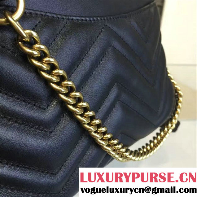 Gucci GG Marmont Matelassé Large Shoulder 27cm Bag Fall Winter 2016 Collection Black