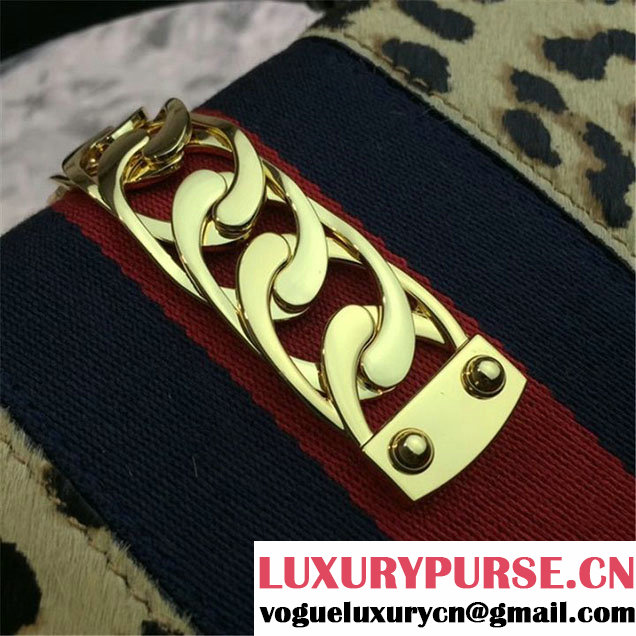 Gucci Sylvie Leopard Print 31cm Bag Calfskin Leather Leopard Pre-Fall 2017 Bag Collection Black