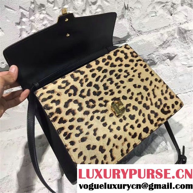 Gucci Sylvie Leopard Print 31cm Bag Calfskin Leather Leopard Pre-Fall 2017 Bag Collection Black