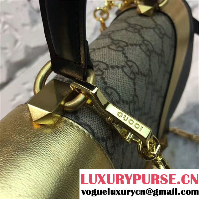 Gucci Iside Top Handle 30cm Bag GG Supreme Calfskin Leather Snakeskin Pre-Fall 2017 Bag Collection Black