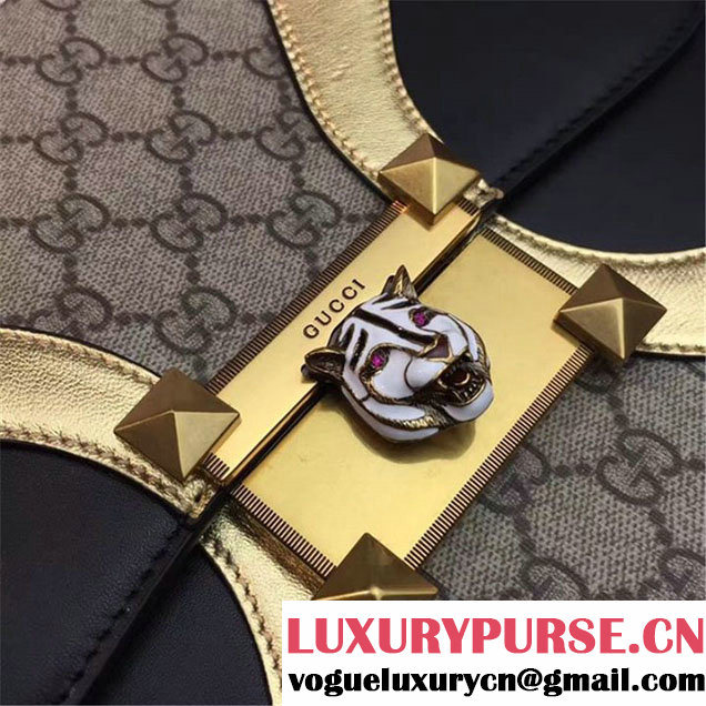 Gucci Iside Top Handle 30cm Bag GG Supreme Calfskin Leather Snakeskin Pre-Fall 2017 Bag Collection Black