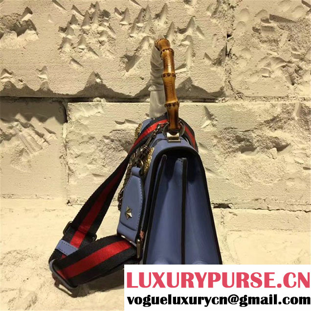 Gucci Dionysus Bamboo Top Handle Bag with Dragonfly and Roses Appliqués Embroideries 28cm Spring Summer 2017 Collection Purple