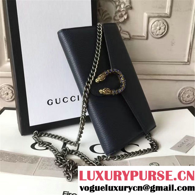 Gucci Crystal Dionysus Wallet On A Chain 20cm Shoulder Bag Gold Harware Spring Summer 2017 Collection Black