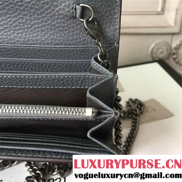 Gucci Crystal Dionysus Wallet On A Chain 20cm Shoulder Bag Gold Hardware Spring Summer 2017 Collection Grey
