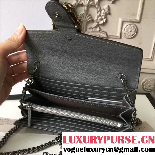 Gucci Crystal Dionysus Wallet On A Chain 20cm Shoulder Bag Gold Hardware Spring Summer 2017 Collection Grey
