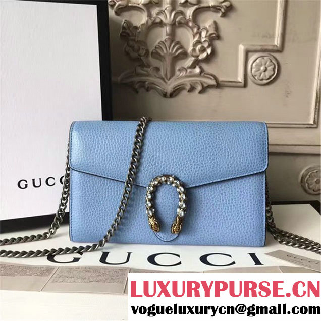 Gucci Crystal Dionysus Wallet On A Chain 20cm Shoulder Bag Spring Summer 2017 Collection Light Blue