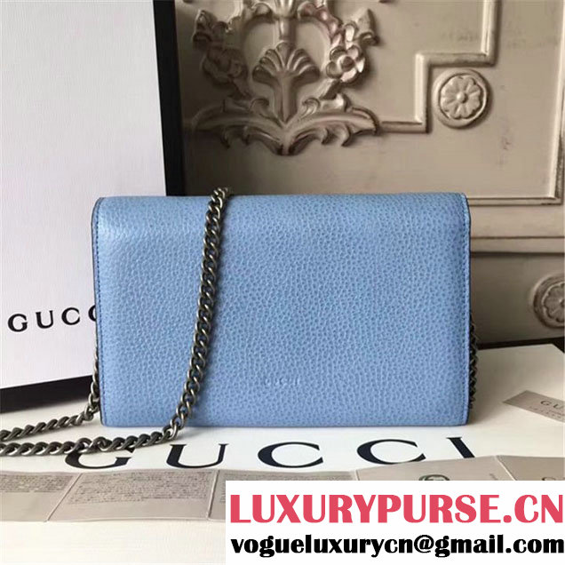 Gucci Crystal Dionysus Wallet On A Chain 20cm Shoulder Bag Spring Summer 2017 Collection Light Blue