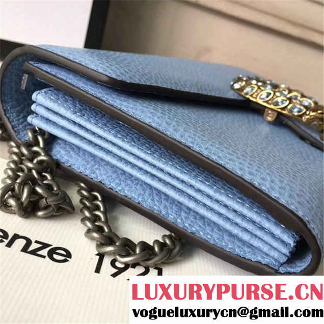 Gucci Crystal Dionysus Wallet On A Chain 20cm Shoulder Bag Spring Summer 2017 Collection Light Blue