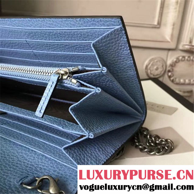 Gucci Crystal Dionysus Wallet On A Chain 20cm Shoulder Bag Spring Summer 2017 Collection Light Blue