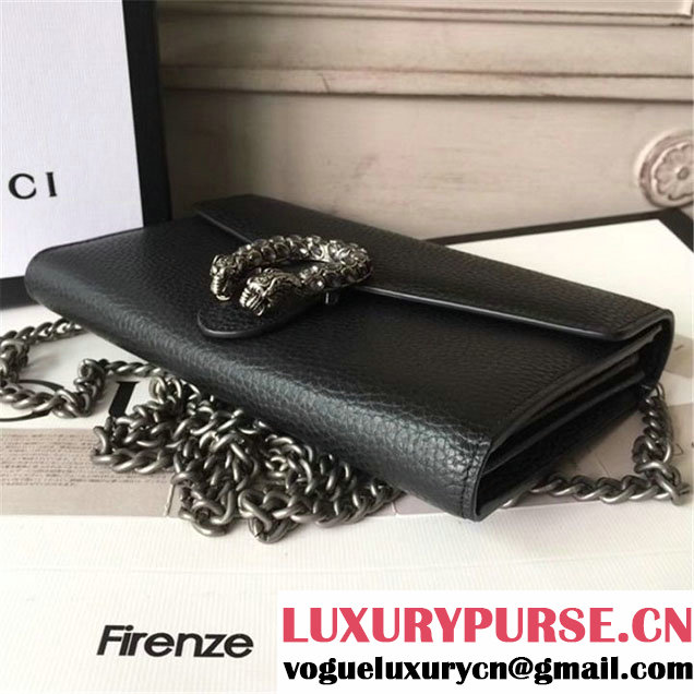 Gucci Crystal Dionysus Wallet On A Chain 20cm Shoulder Bag Silver Harware Spring Summer 2017 Collection Black