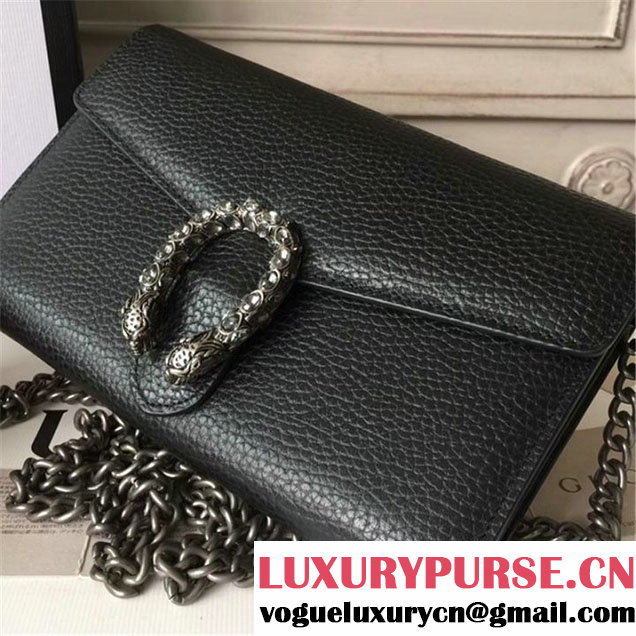 Gucci Crystal Dionysus Wallet On A Chain 20cm Shoulder Bag Silver Harware Spring Summer 2017 Collection Black