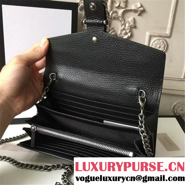 Gucci Crystal Dionysus Wallet On A Chain 20cm Shoulder Bag Silver Harware Spring Summer 2017 Collection Black