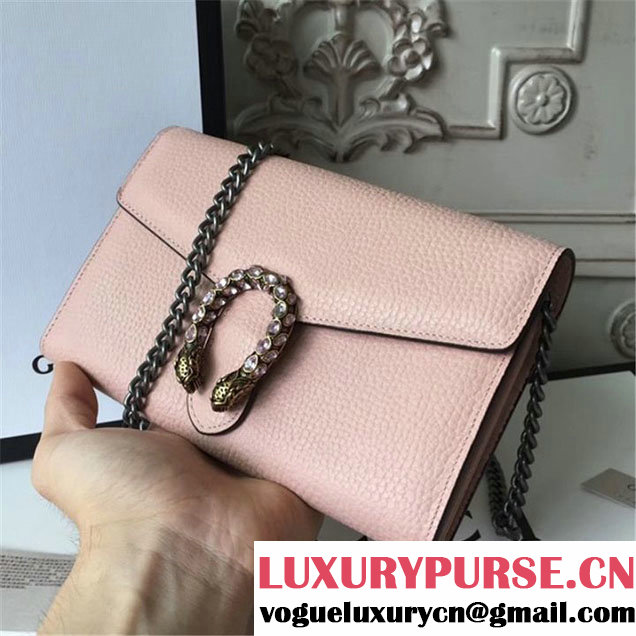 Gucci Crystal Dionysus Wallet On A Chain 20cm Shoulder Bag Spring Summer 2017 Collection Light Pink