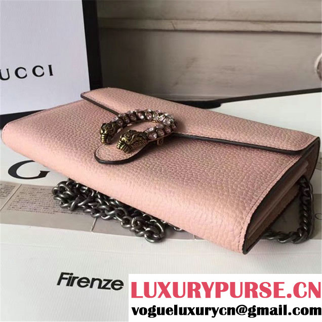 Gucci Crystal Dionysus Wallet On A Chain 20cm Shoulder Bag Spring Summer 2017 Collection Light Pink
