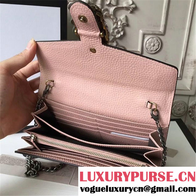 Gucci Crystal Dionysus Wallet On A Chain 20cm Shoulder Bag Spring Summer 2017 Collection Light Pink