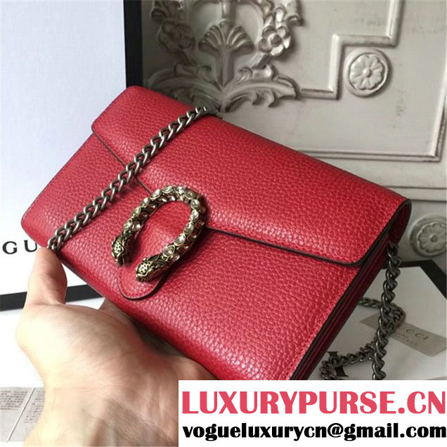 Gucci Crystal Dionysus Wallet On A Chain 20cm Shoulder Bag Spring Summer 2017 Collection Red