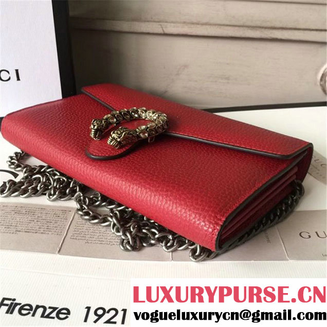 Gucci Crystal Dionysus Wallet On A Chain 20cm Shoulder Bag Spring Summer 2017 Collection Red