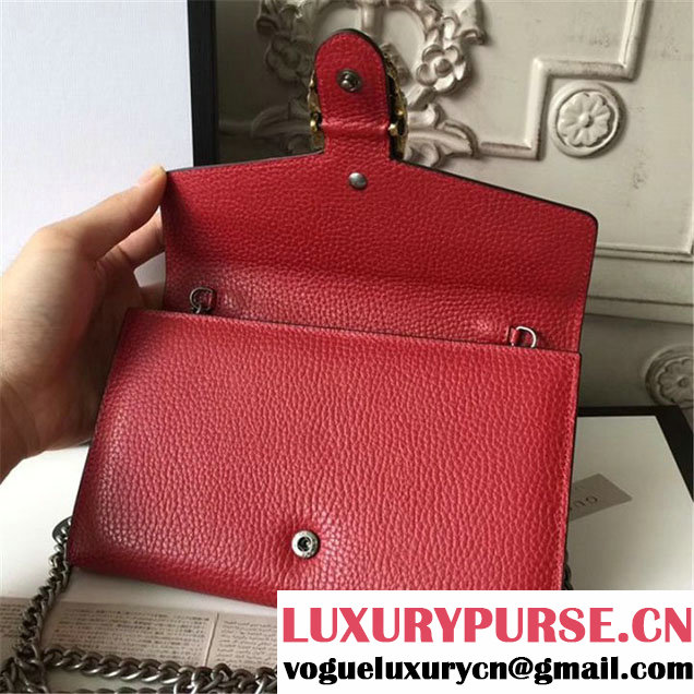 Gucci Crystal Dionysus Wallet On A Chain 20cm Shoulder Bag Spring Summer 2017 Collection Red