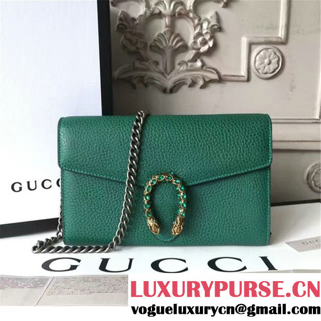 Gucci Crystal Dionysus Wallet On A Chain 20cm Shoulder Bag Spring Summer 2017 Collection Green