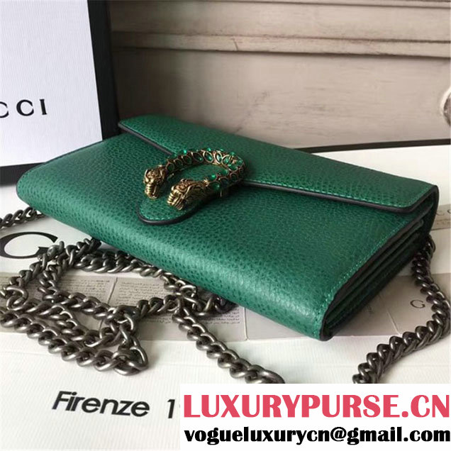 Gucci Crystal Dionysus Wallet On A Chain 20cm Shoulder Bag Spring Summer 2017 Collection Green