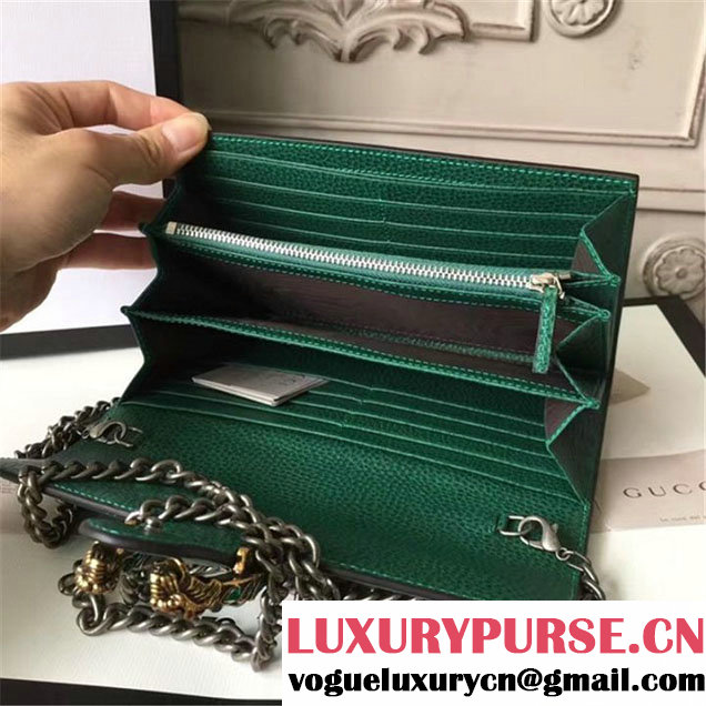 Gucci Crystal Dionysus Wallet On A Chain 20cm Shoulder Bag Spring Summer 2017 Collection Green