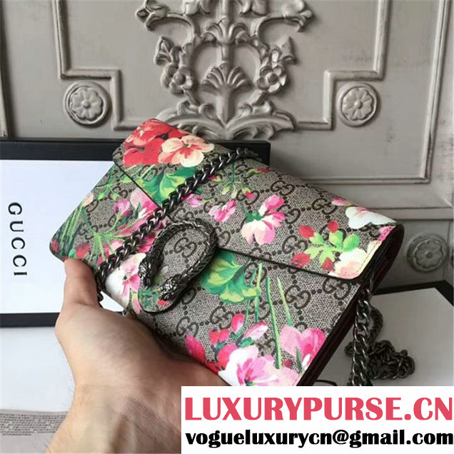 Gucci Dionysus GG Blooms Wallet On A Chain 20cm Shoulder Bag Gold Harware Spring Summer 2017 Collection Beige Multi