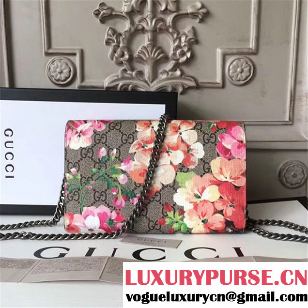 Gucci Dionysus GG Blooms Wallet On A Chain 20cm Shoulder Bag Gold Harware Spring Summer 2017 Collection Beige Multi