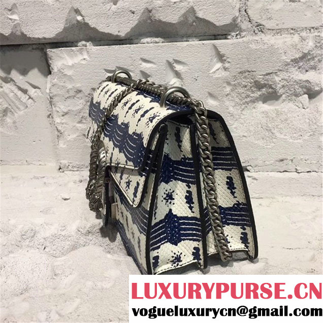 Gucci Dionysus Snakeskin 28cm Shoulder Bag Pre-Fall 2017 Collection White Blue