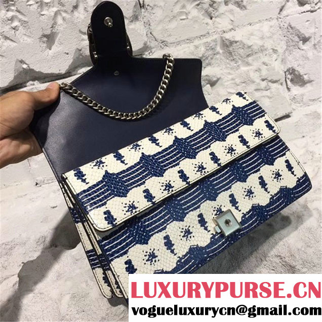 Gucci Dionysus Snakeskin 28cm Shoulder Bag Pre-Fall 2017 Collection White Blue