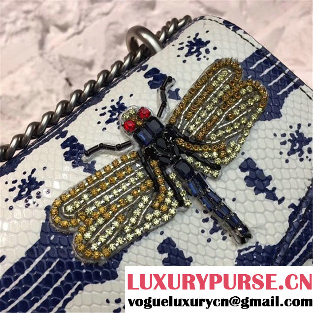 Gucci Dionysus Snakeskin 30cm Shoulder Bag Sequin Embroideries Pre-Fall 2017 Collection White Blue