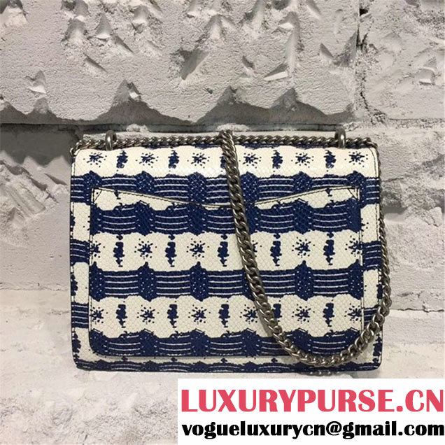 Gucci Dionysus Snakeskin 30cm Shoulder Bag Sequin Embroideries Pre-Fall 2017 Collection White Blue