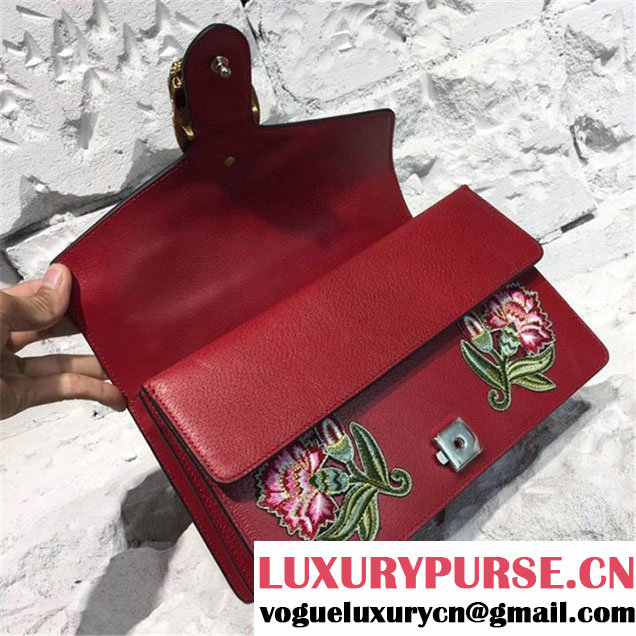 Gucci Dionysus Flower-Embroidery Chain 28cm Shoulder Bag Spring Summer 2017 Collection Multi Red