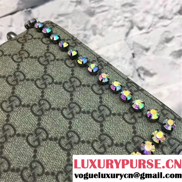 Gucci Dionysus GG Supreme Crystal-Embellished Chain Shoulder 28cm Bag Spring Summer 2017 Collection Pink