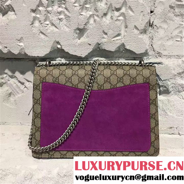Gucci Dionysus GG Supreme Shoulder Bag with Parrot Crystal and Sequin Embroideries and Emu Feathers 30cm Spring Summer 2017 Collection Purple