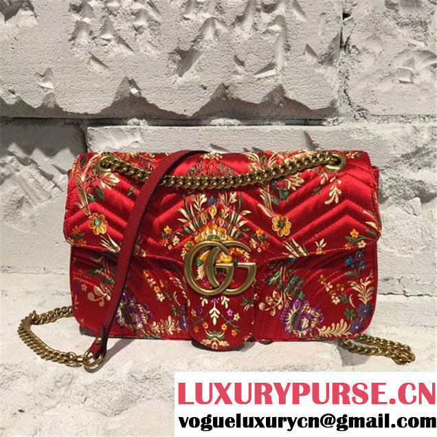 Gucci Tokyo Print Medium GG Marmont Floral Jacquard Print Bag 32cm Spring Summer 2017 Collection Red
